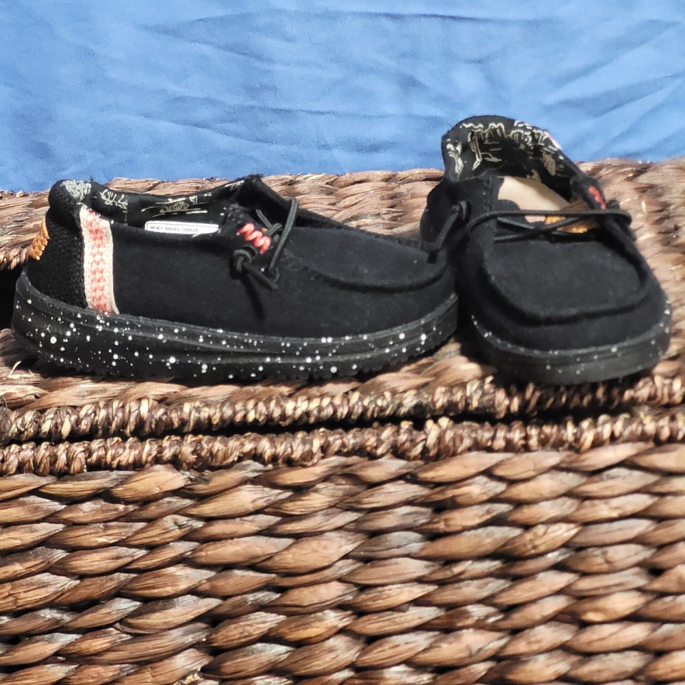 Hey Dude Wendy Washed Toddler Black‎ Speckled Shoes Size US T 7